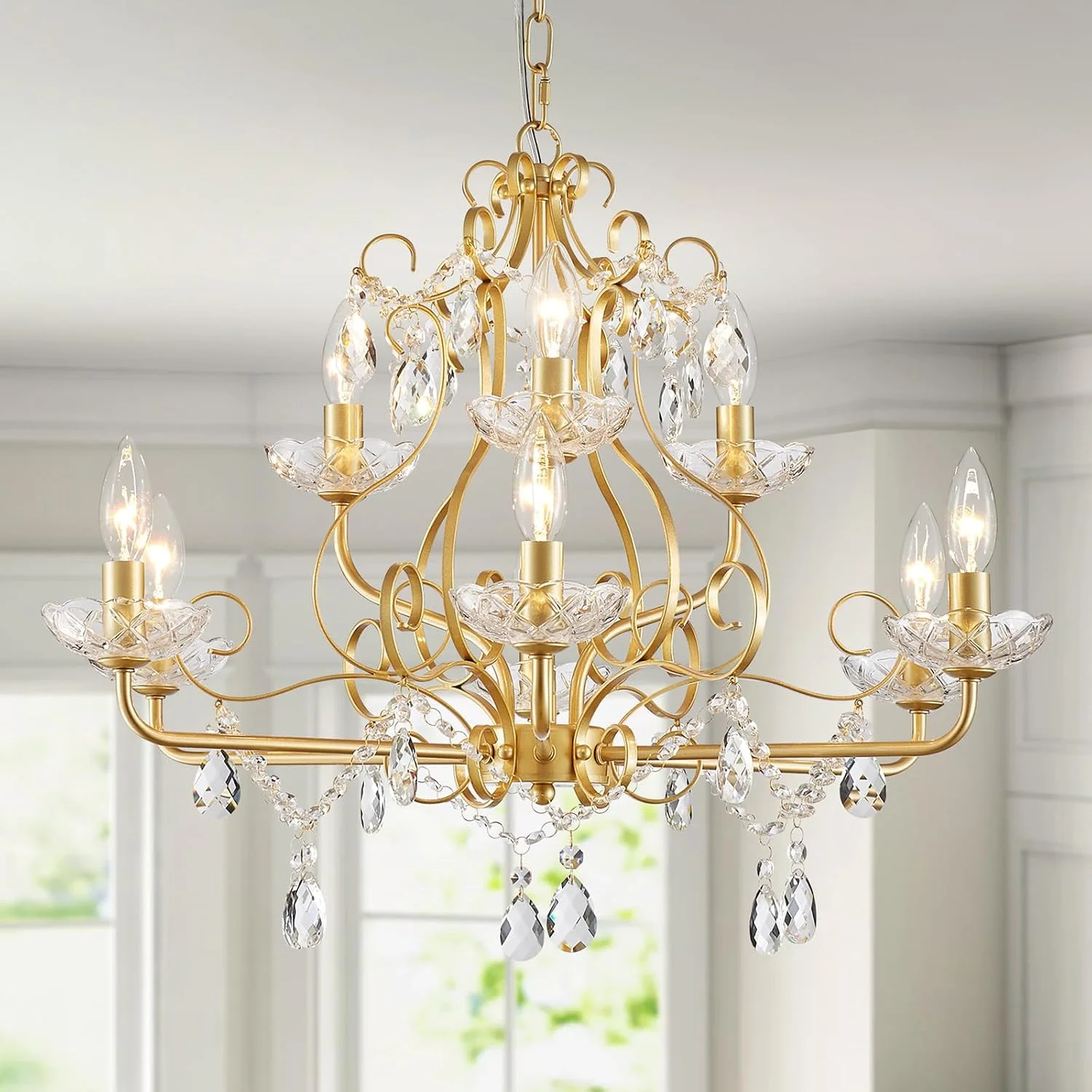 5-Light Crystal Candle Chandelier Pendant Ceiling Light Modern Lighting Fixture for Bedroom Hallway Bar Kitchen - Image 5