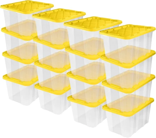 4-Pack 27 Gallon Industrial Storage Tote, Heavy-Duty Plastic Bins