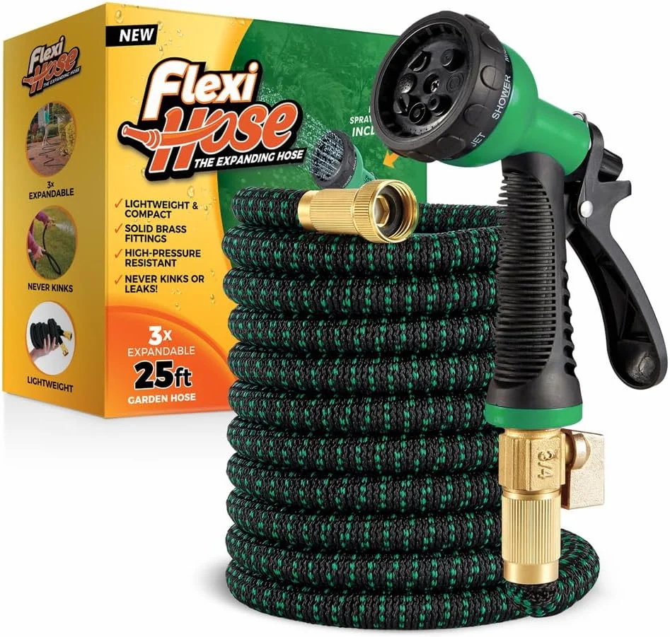 Hose with 8 Function Nozzle, 50FT - Lightweight Expandable Garden Hose, No-Kink Flexibility, 3/4 Inch Solid Brass - For Garden Watering - Image 5