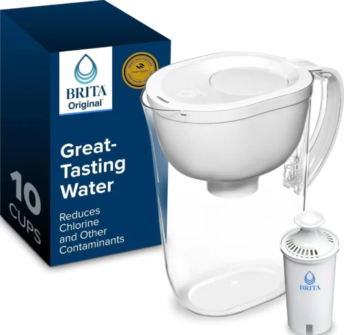 Large 10 Cup Water Filter Pitcher, Includes 1 Filter, Bright White - For Home Projects