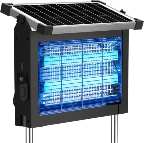 Bug Zapper Outdoor, 4500V Mosquito Zapper Waterproof with Panel Sensor Electric Fly Zapper Rechargeable Mosquito