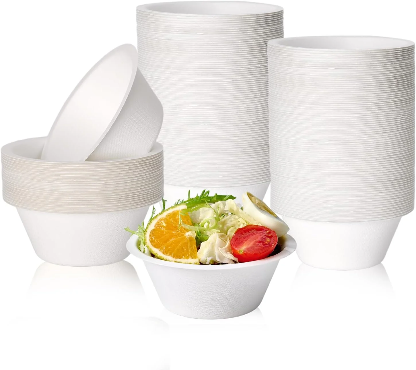 150 Pack 12 oz Compostable Paper Bowls Disposable, White
