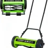 14-Inch 4-Blade Push Reel Lawn Mower, Manual Reel Push Mower, Walk-Behind Lawn Mowers, 5-Position Cutting - For Lawn Care
