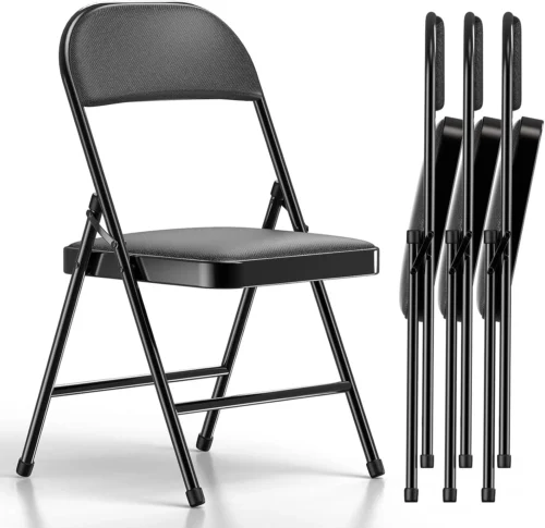 4 Pack Folding Chairs, Fabric Dining Chair Set with Padded Cushion and Back