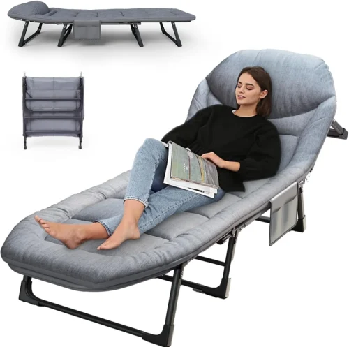 Alternative view of Adjustable Folding Camping Cot with Mattress(L''70in), 550 Heavy Duty Adult Bed