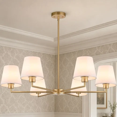 Alternative view of Gold Chandeliers for Dining Room, 6 Light