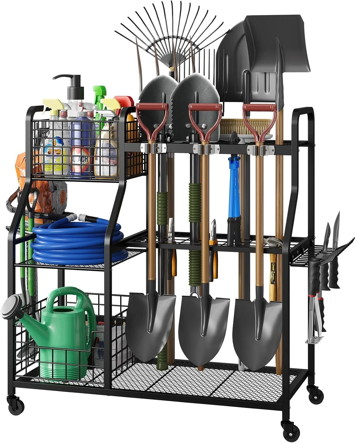 Garden Tool Organizer with Large Hooks, Garage Storage Rack - For Garage Organization - Image 2
