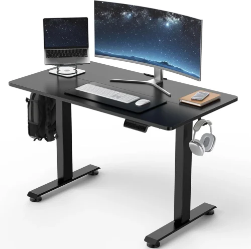 47.2 Inch Large Electric Standing Desk, Gaming Table, Height Adjustable Sit Stand Up Computer Tables for Home