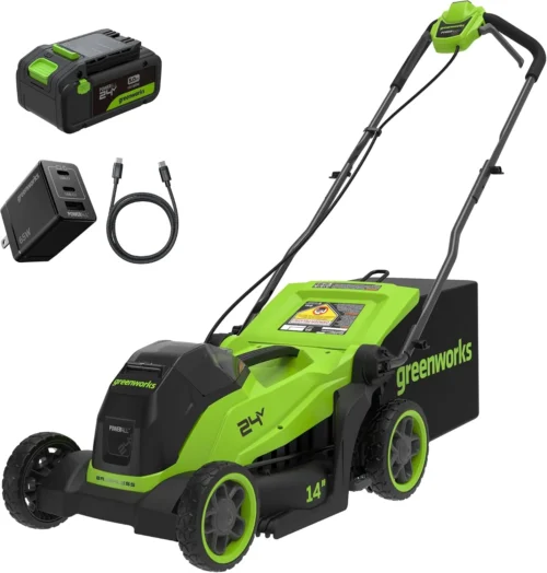 Alternative view of 24V 13 in Push Lawn Mower, 4.0 Ah Battery and Charger - For Lawn Care