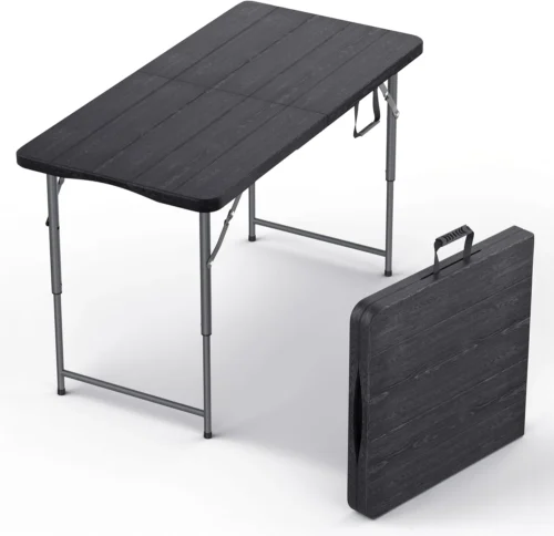 Modern Space 8 Feet Foldable Table with Built in Handle & Steel Legs, Heavy Duty Portable