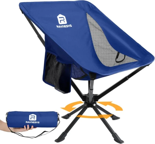 Portable Swivel Camping Chair, 8 Seconds Quick Setup Easy Carry, 3.8Lb Lightweight Folding Chairs for Hiking