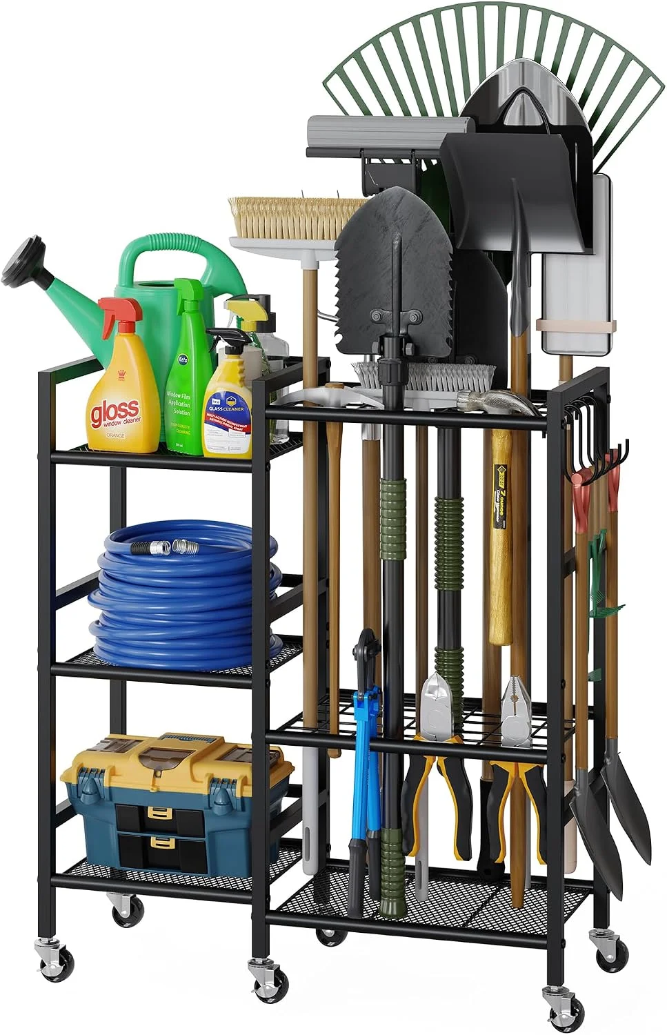 Garden Tool Organizer with Large Hooks, Garage Storage Rack - For Garage Organization