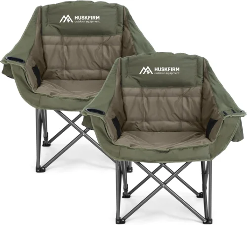 2 Pack Camping Chairs Oversized Padded Camping Chair Heavy-Duty Foldable Camping Chairs with Cup Holder and