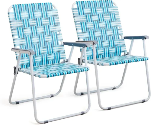 Alternative view of Patio Lawn Webbed Folding Chairs Set of 2, Outdoor Beach Portable Lawn Chair Camping Chair Beach Chair for Yard