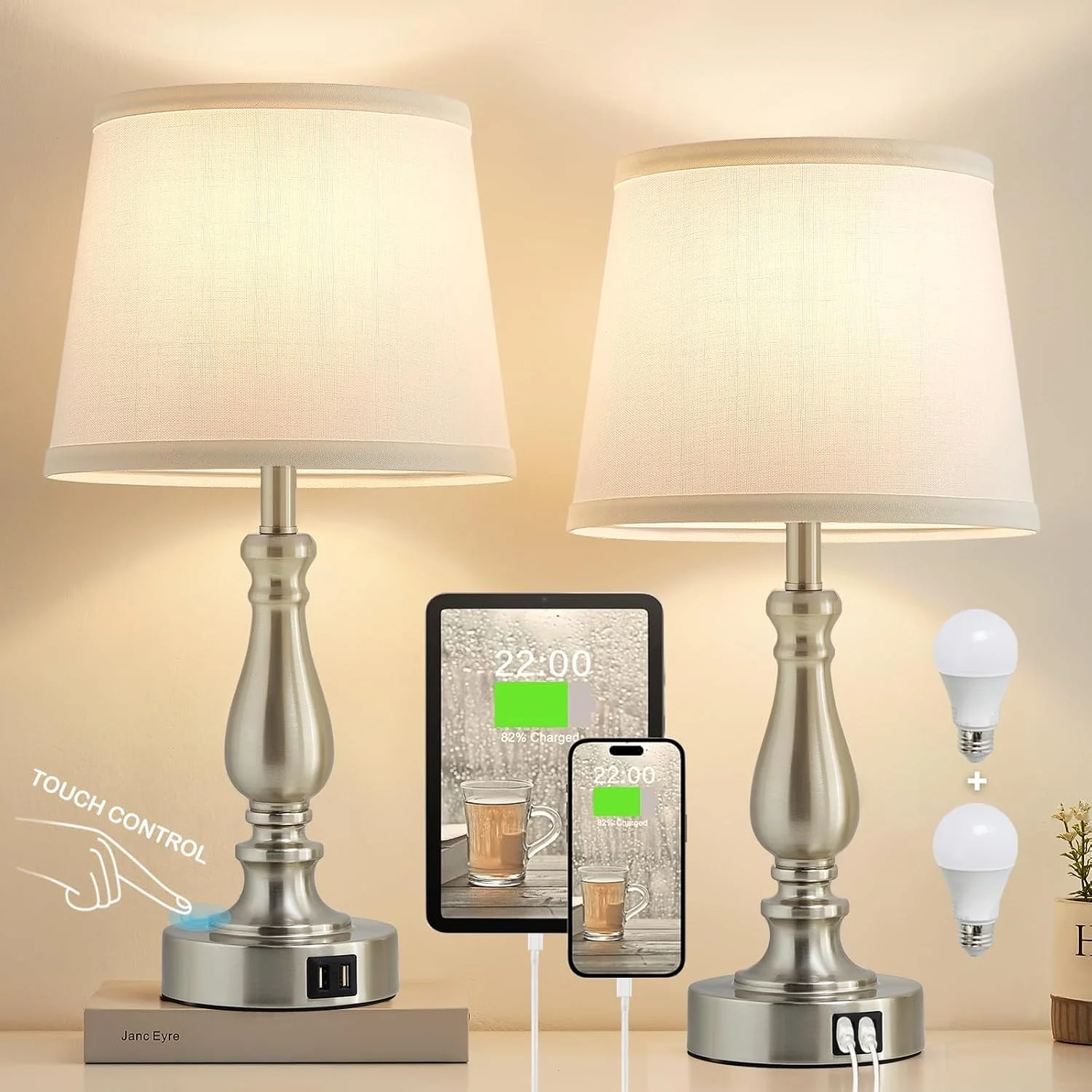 Nook Lamps for Bedroom Set of 2, Dimmable, Bulb Included - Image 10