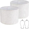 White 13 Drum Lamp Shades Set of 2 with Harps