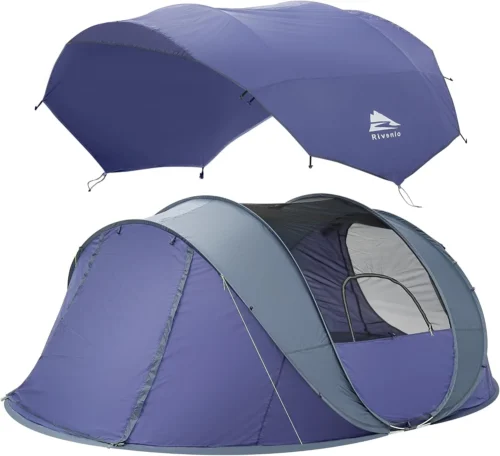 Person Easy Pop Up Tent, Camping Tent with Skylight and Rainfly, Waterproof
