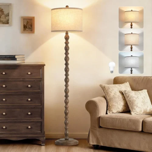 Alternative view of 62 Floor Lamp, Rotary Switch, Rustic Resin Tall Lamps for Living Room