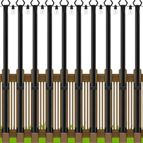 Alternative view of 4 Pack String Light Poles, 10 Ft Metal Poles with Fork for Outdoor String Lights, Outdoor Light Poles with Fork - For Home Projects