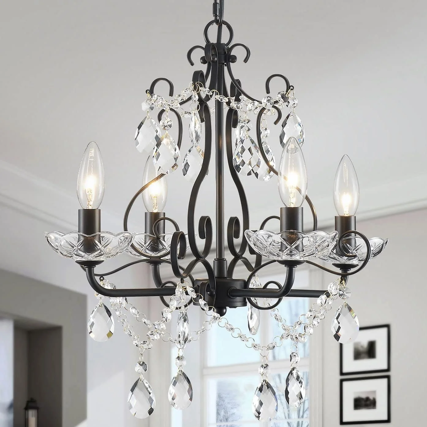 5-Light Crystal Candle Chandelier Pendant Ceiling Light Modern Lighting Fixture for Bedroom Hallway Bar Kitchen - Image 22