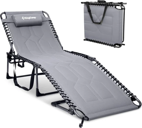 Alternative view of Oversized Tanning Chair, Extra-Wide Padded Folding Chase Lounge Chairs Portable Adjustable 5-Position 440lbs