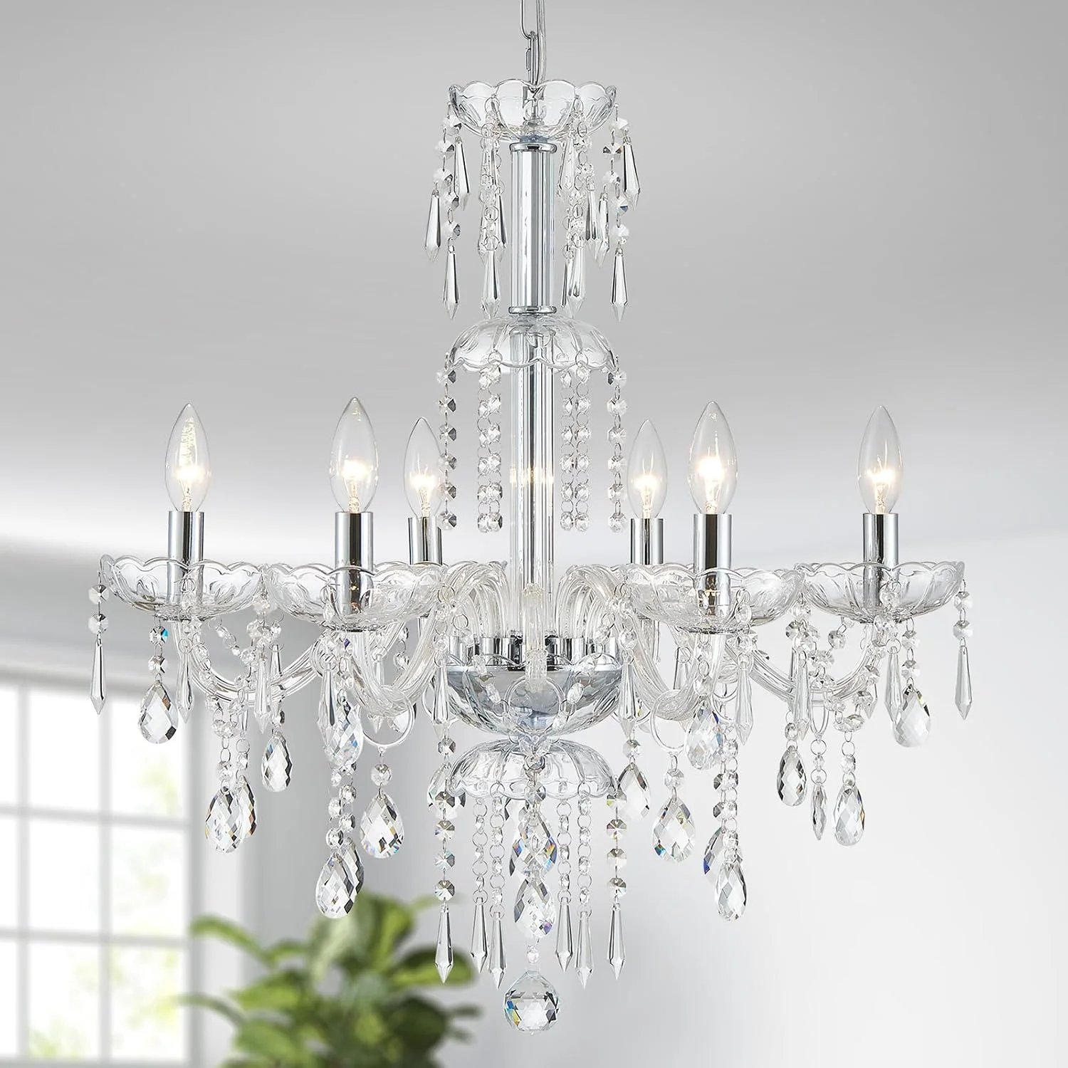 5-Light Crystal Candle Chandelier Pendant Ceiling Light Modern Lighting Fixture for Bedroom Hallway Bar Kitchen - Image 2