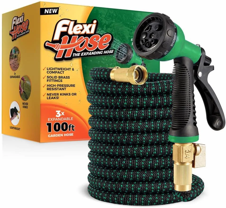 Hose with 8 Function Nozzle, 50FT - Lightweight Expandable Garden Hose, No-Kink Flexibility, 3/4 Inch Solid Brass - For Garden Watering - Image 4