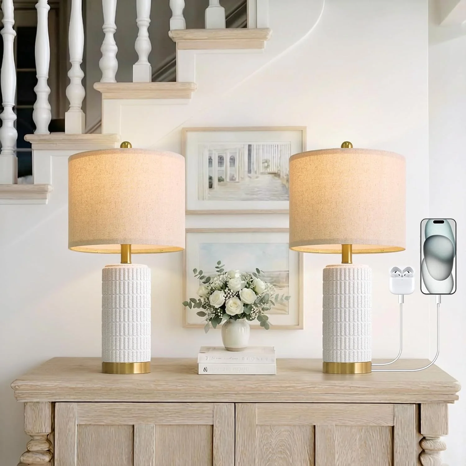 20.75 Small Modern Ceramic Table Lamp Set of 2 - Image 14