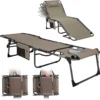 Lounge Chair with face Hole & Canopy Shade, 400LBS Folding Portable Tanning Chair with face Hole