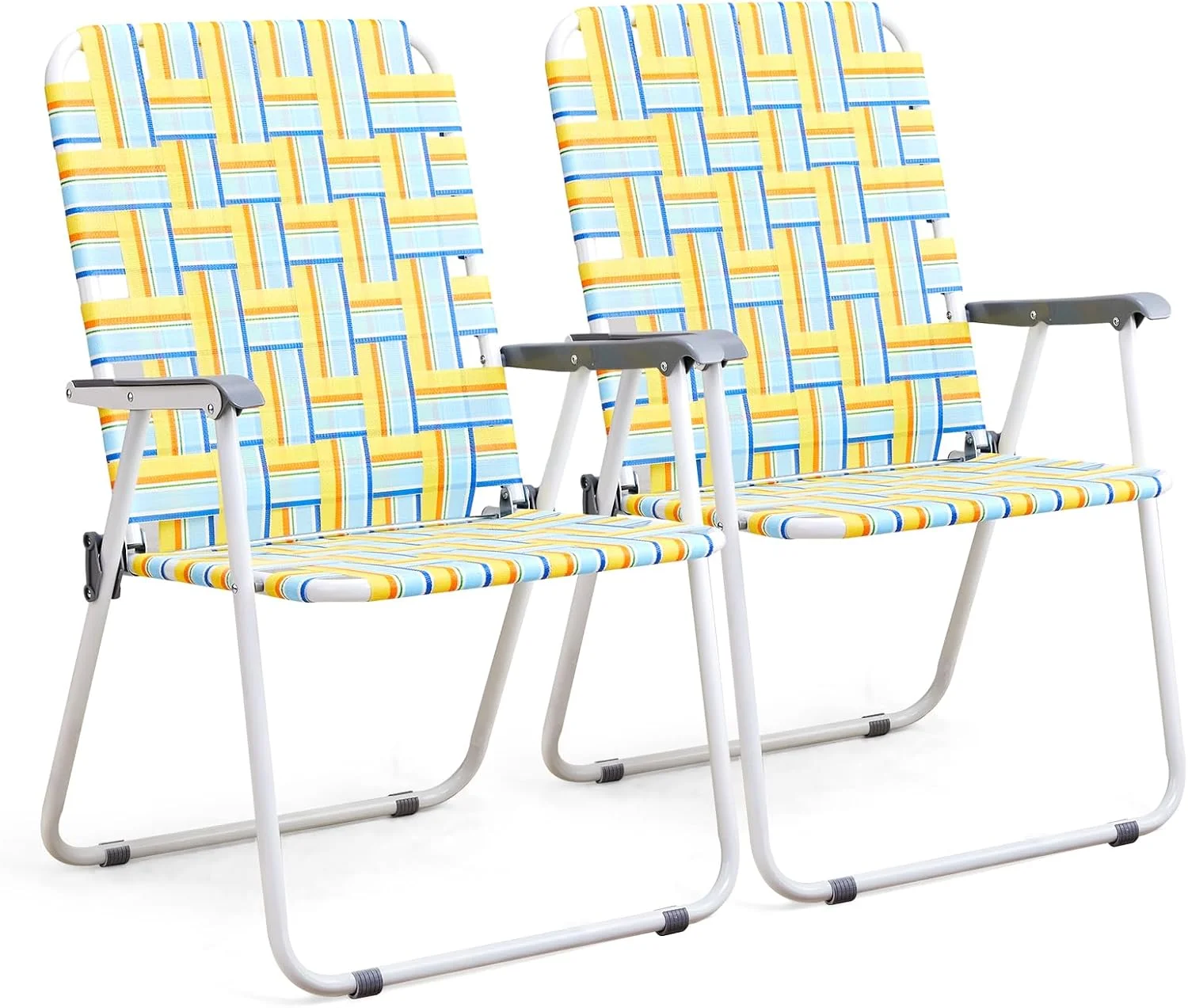 Patio Lawn Webbed Folding Chairs Set of 2, Outdoor Beach Portable Lawn Chair Camping Chair Beach Chair for Yard - Image 10