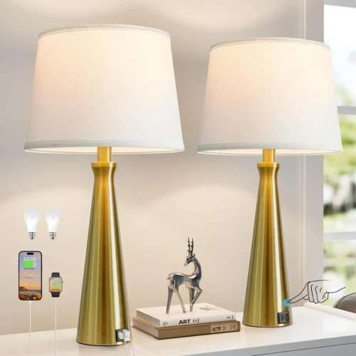 Modern Table Lamp Set of 2, Dimmable, Bulb Included