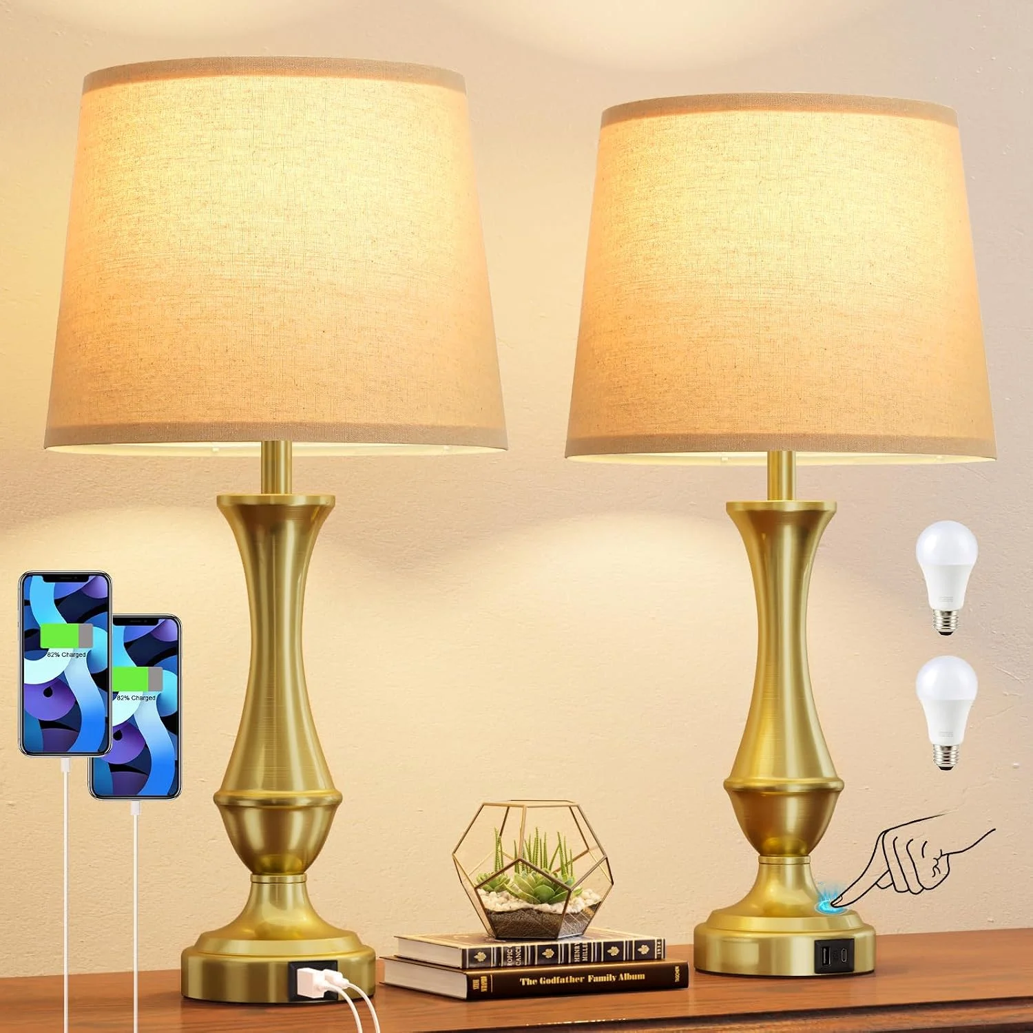 Touch Lamps for Nightstand, Dimmable, Bulb Included - Image 4
