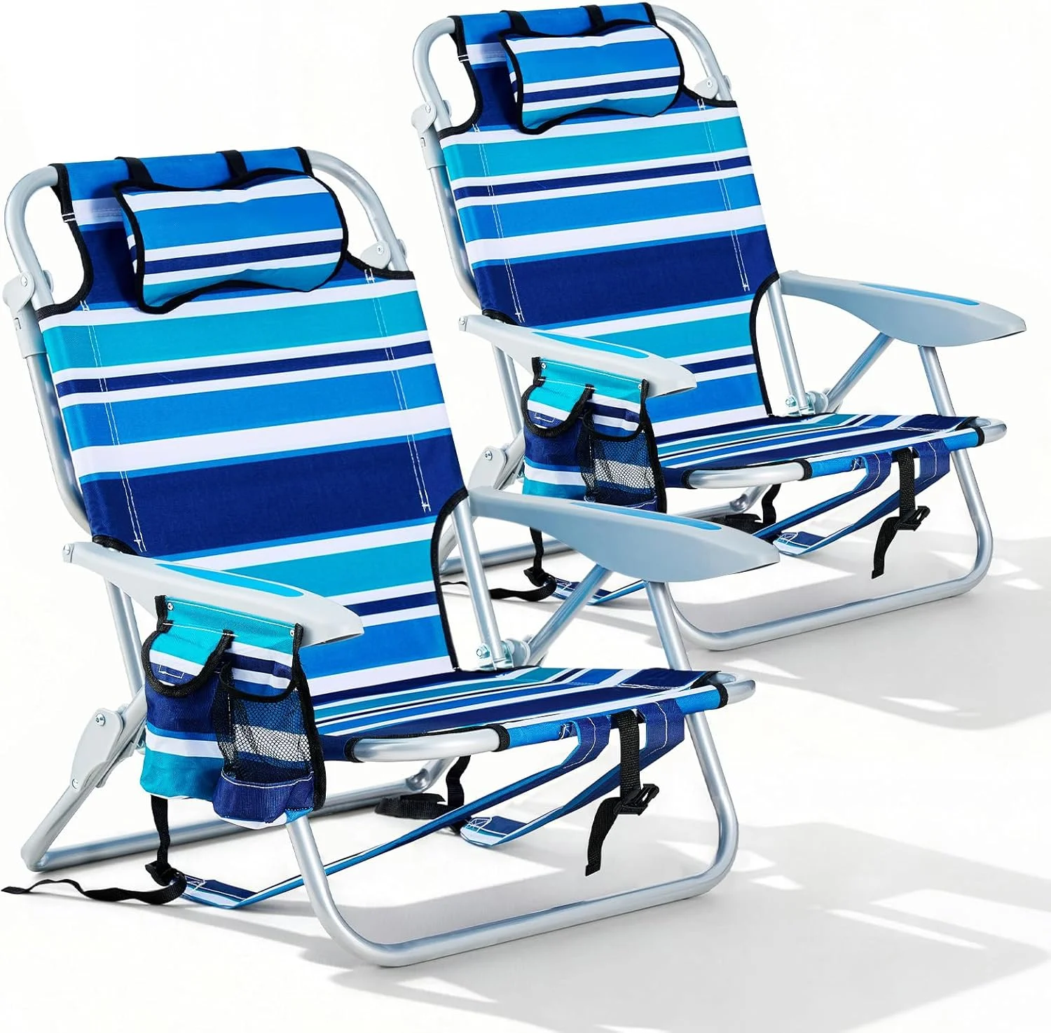 2 Pack Lightweight Portable Camping Beach Chair for Adults, Outdoor Lay Flat Folding Beach Chairs with 5 - Image 11