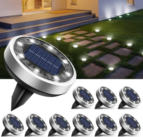 16 Pack Solar Lights Outdoor Waterproof, 8 LED Solar Ground Lights - For Home Projects