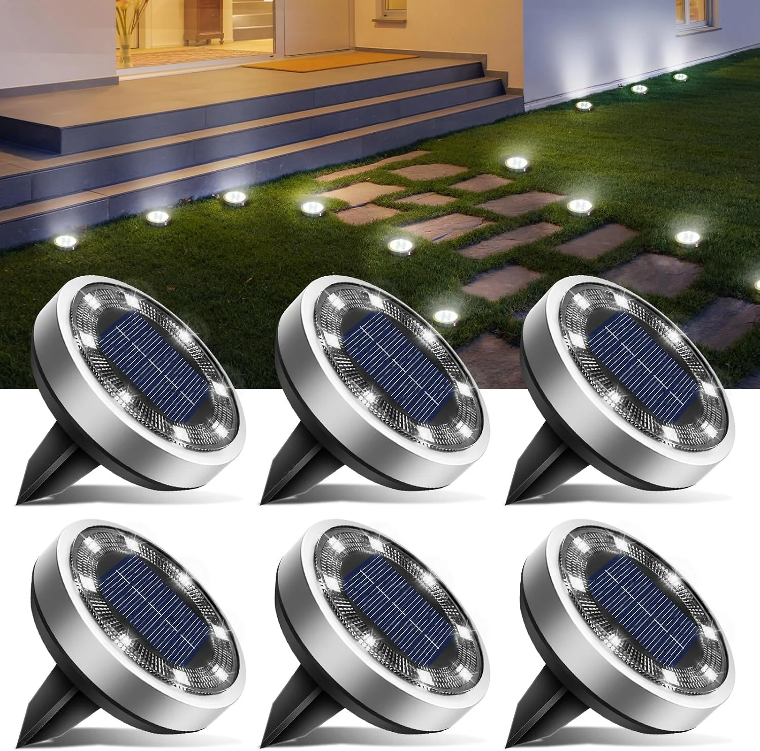 16 Pack Solar Lights Outdoor Waterproof, 8 LED Solar Ground Lights - For Home Projects - Image 10