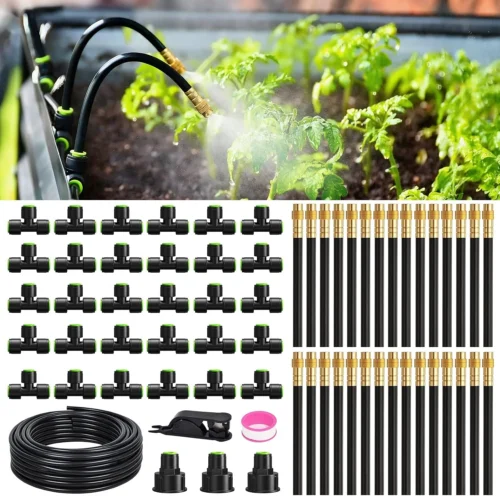 Alternative view of 50FT Drip Irrigation System, Garden Watering Kit with 15pcs 360??Adjustable Copper Nozzles, Automatic Atomizing - For Home Projects