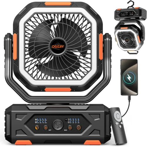 Portable Fan Rechargeable, 30000mAh Camping Fan for Tent, RV & Outdoor with Up to 322H Runtime