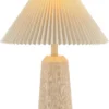 Y 20.5 Beige Wood Finish Resin Cylinder Table Lamp Modern Rustic Scandinavian Bedside Lamp for Living Room