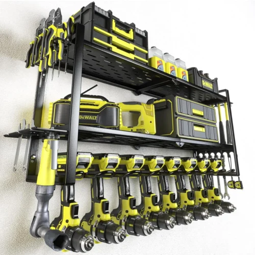 Alternative view of Power Tool Organizer, 4 Layer Drill Holders Wall Mount, Heavy Duty Metal Organizers and Storage Rack for Garage - For Garage Organization