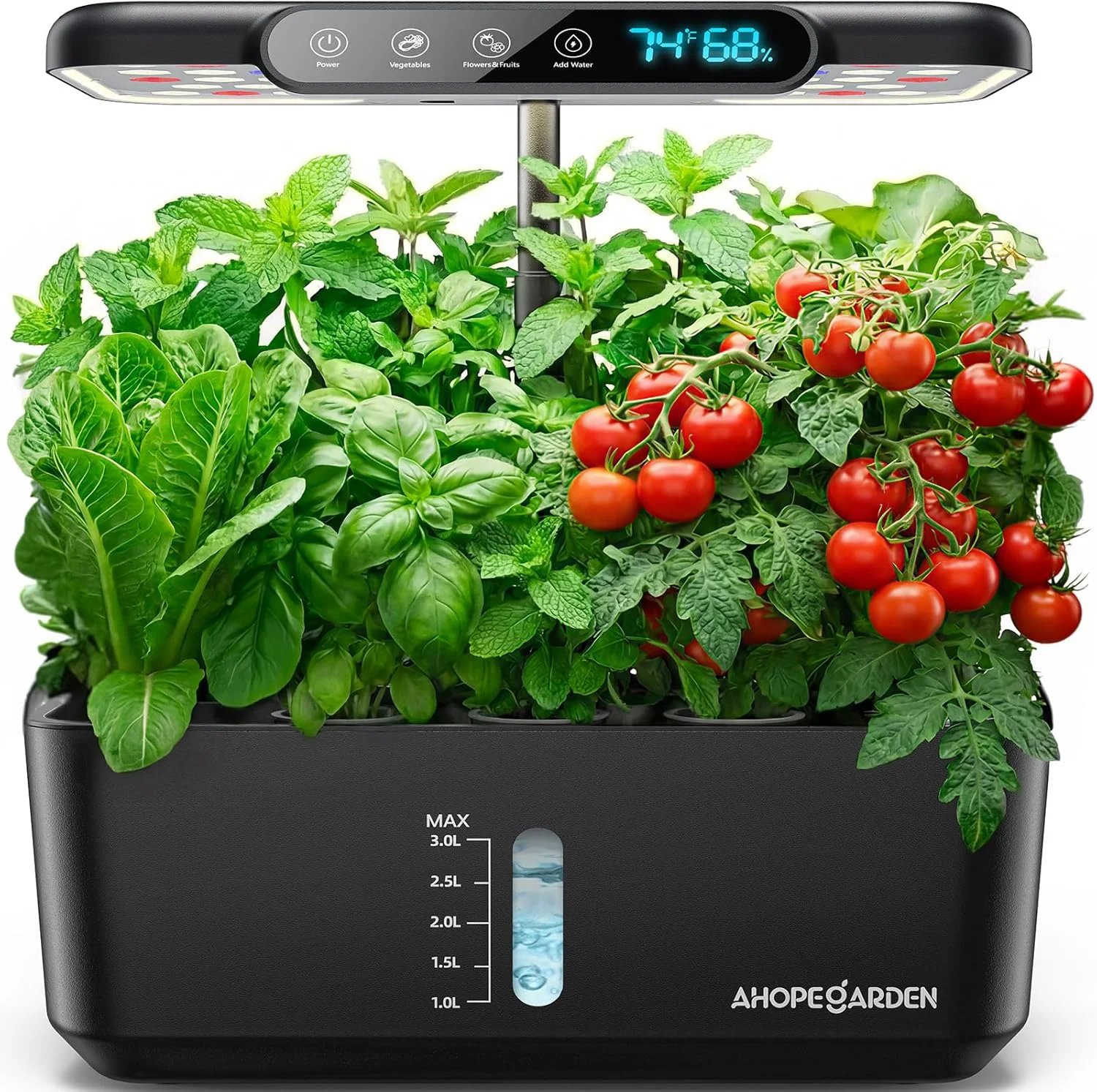 Hydroponics Growing System Herb Garden: 10 Pods Indoor Garden Kit with LED Grow Light and Smart Temp &