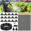 50FT Drip Irrigation System, Garden Watering Kit with 15pcs 360??Adjustable Copper Nozzles, Automatic Atomizing - For Home Projects