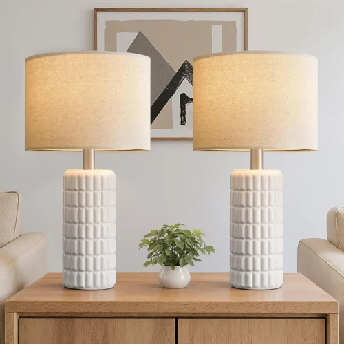 Alternative view of 23 Modern Ceramic Table Lamp Set of 2, Farmhouse Bedside Night Stands Lamp for Bedroom