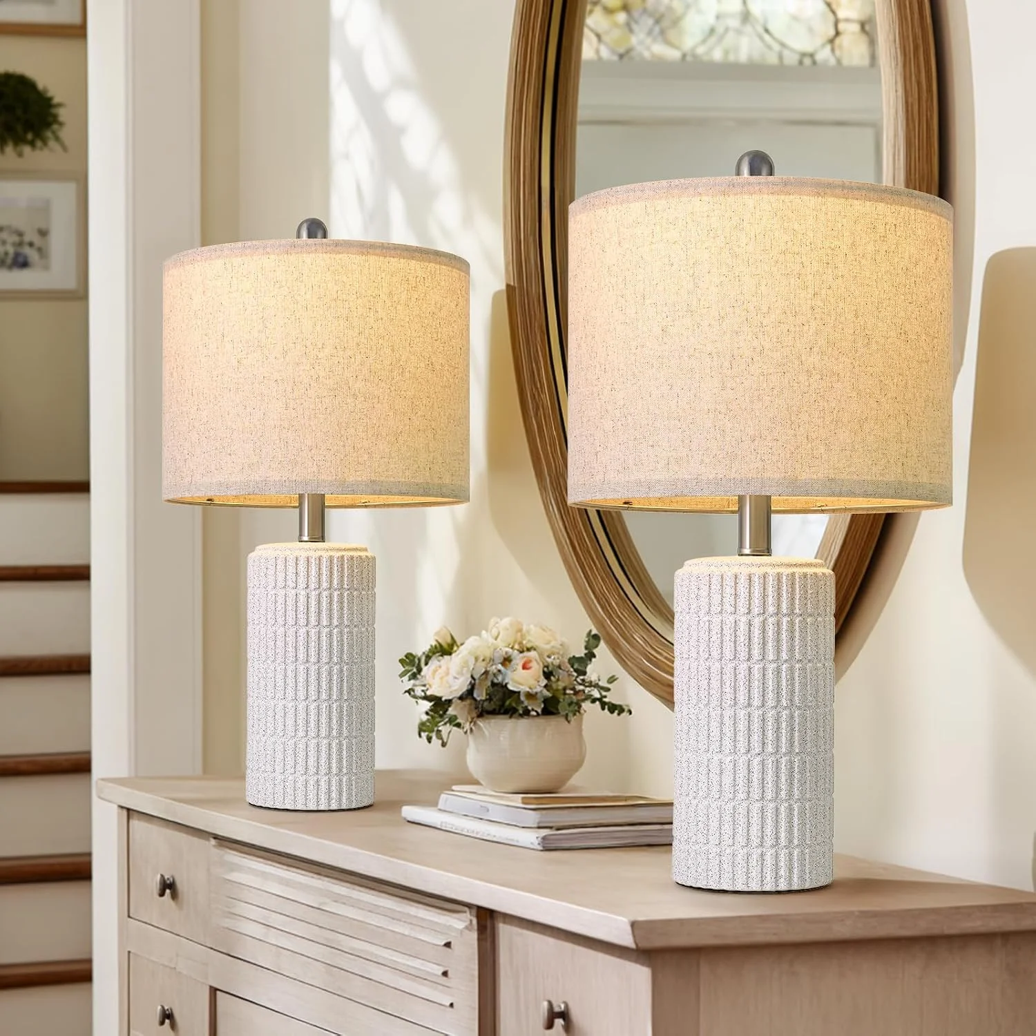 20.75 Small Modern Ceramic Table Lamp Set of 2