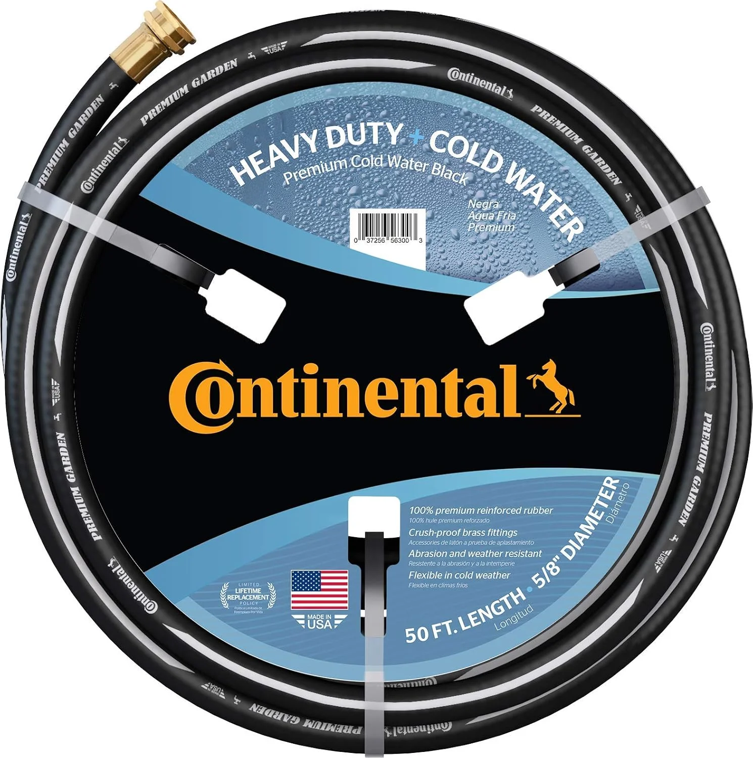 Nook Premium Garden Black Heavy Duty Cold Water Garden Hose, 5/8in Inside Diameter x 100ft Length