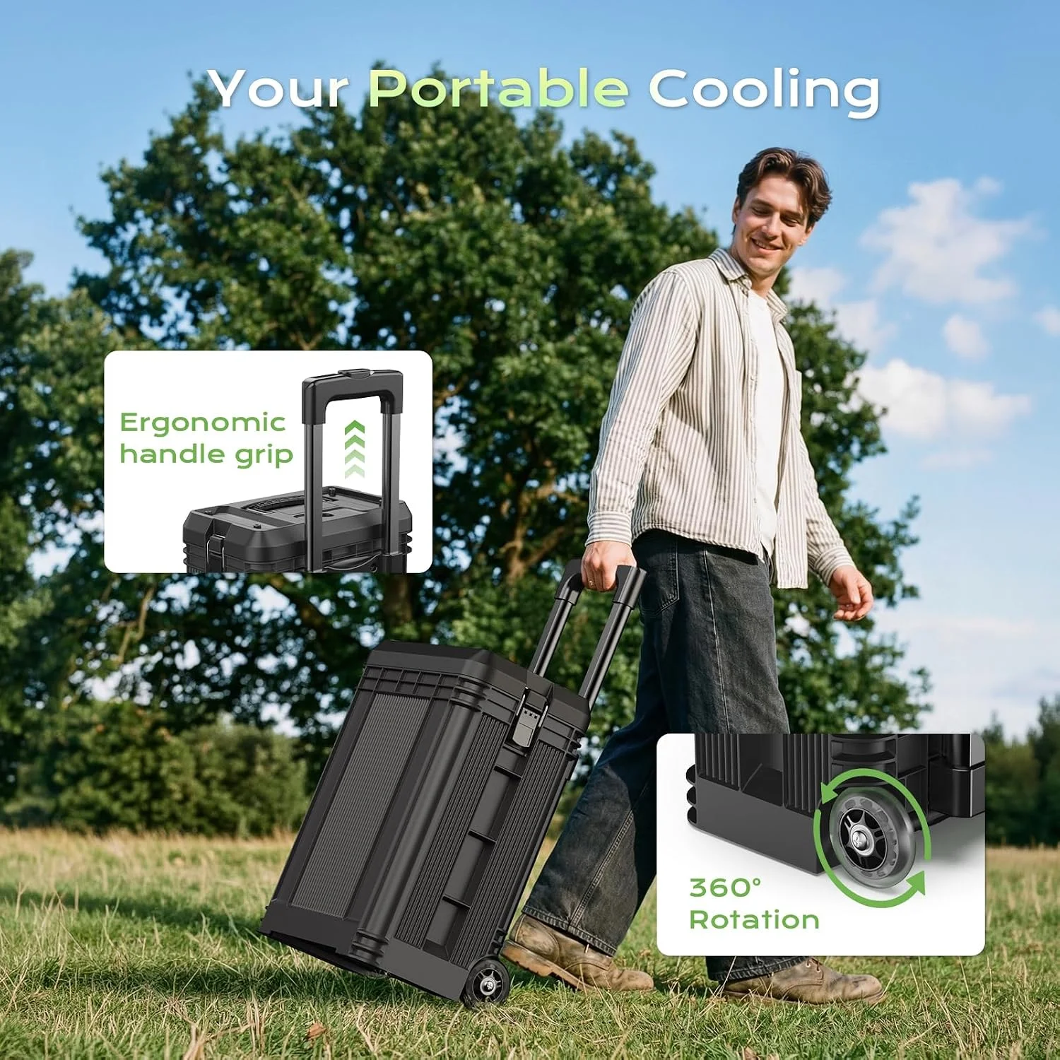 4 Gal Large Misting Bucket Fan Portable, 40000mAh Rechargeable Mister Fan with Retractable Handle & - Image 4