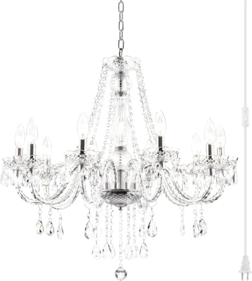 Crystal Clear Chandelier 5-Light Pendant Ceiling Lighting Fixture