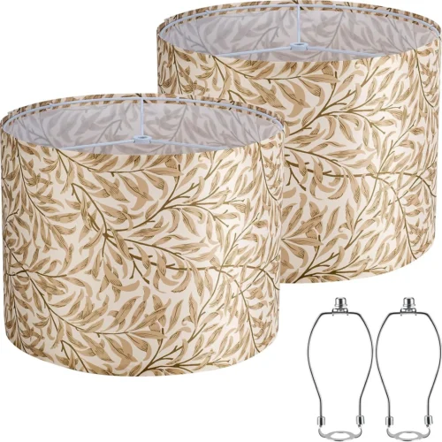 Alternative view of White 13 Drum Lamp Shades Set of 2 with Harps
