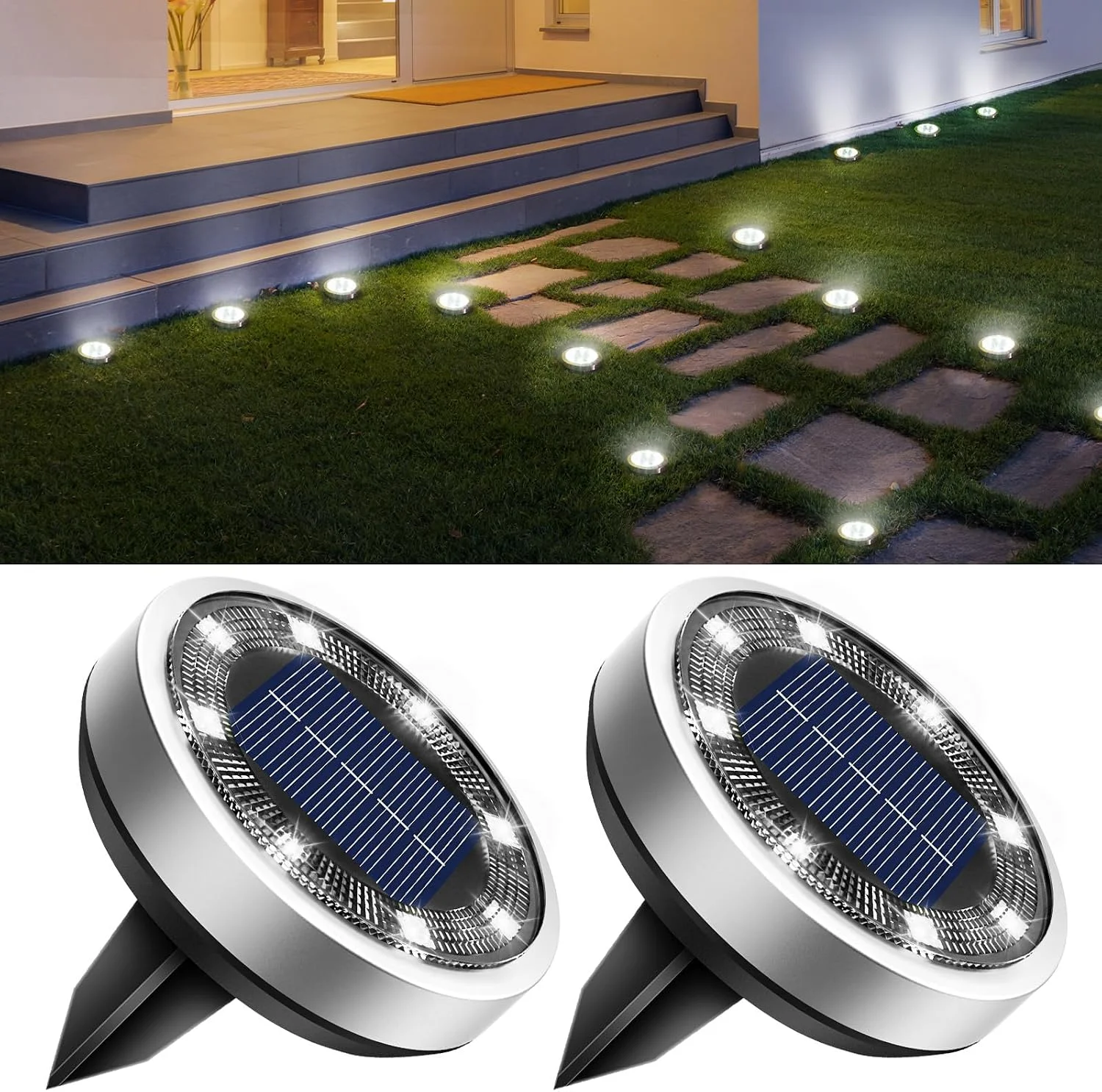 16 Pack Solar Lights Outdoor Waterproof, 8 LED Solar Ground Lights - For Home Projects - Image 19