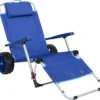 Sports Beach Day Foldable Chaise Lounge Chair with Integrated Wagon Pull Cart Combination and Heavy Wheels