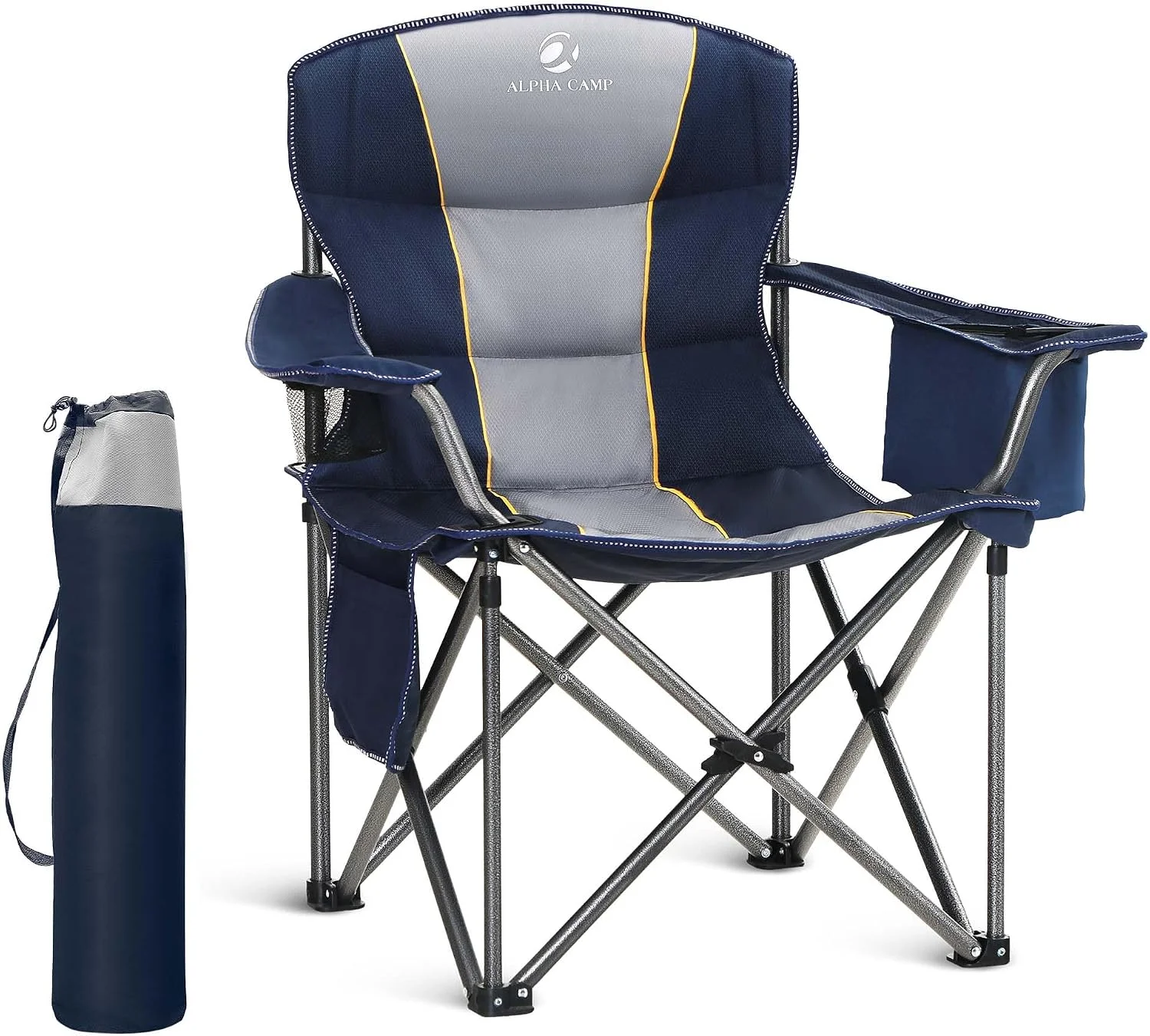 CAMP Folding Camping Chair Oversized Heavy Duty Padded Outdoor Chair with Cup Holder Storage and Cooler Bag - Image 5